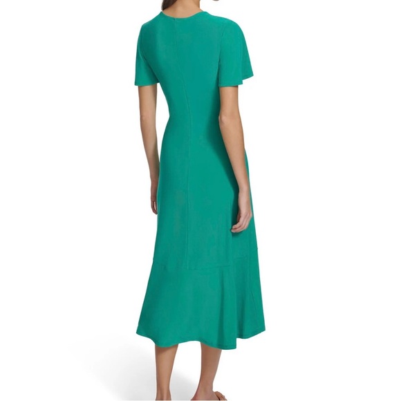 NWT! HARPER ROSE flutter sleeve ruched waisted faux wrap sea green dress. Size 6 - Picture 3 of 4